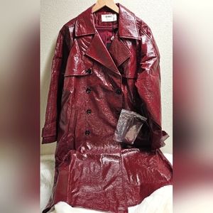 4th & Reckless Joan Faux Leather Trench Size L Color Maroon